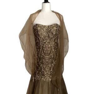 MON CHERI STRAPLESS TRUMPET PROM/‎ EVENING GOWN/ WEDDING DRESS SIZE 6